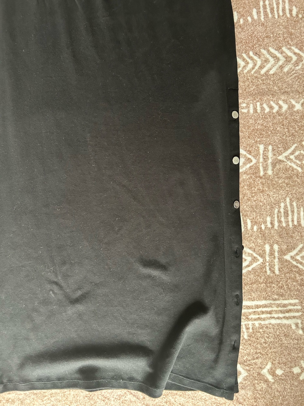 Lauren Ralph Lauren Black Maxi Skirt with Side Snap Buttons